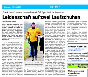 Artikel über den Läufer Andreas Karstens