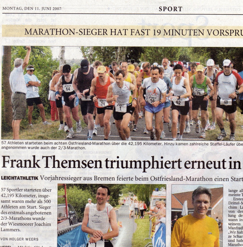 Papa in der Ostfriesenzeitung - Hesel-Marathon 2007